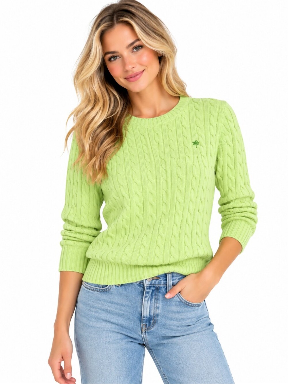 Vintage Lilly Pulitzer Cable Knit Crew Neck Sweater Size XL